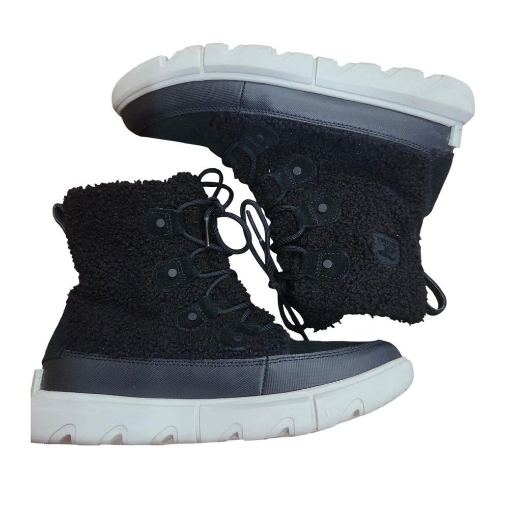 Sorel Explorer II Joan Black Sherpa Snow Weather boot Cozy Warm‎ Chunky 9.5 Gorp